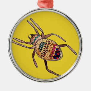 Ornement Rond Argenté Colourful Spider arachnid art