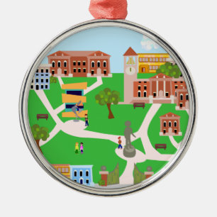 Ornement Rond Argenté Conception fraîche de campus