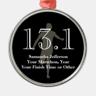 Ornement Rond Argenté Coureur de demi-marathon personnalisé 13.1 Keepsak