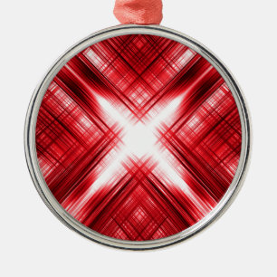 Ornement Rond Argenté Croix rouge