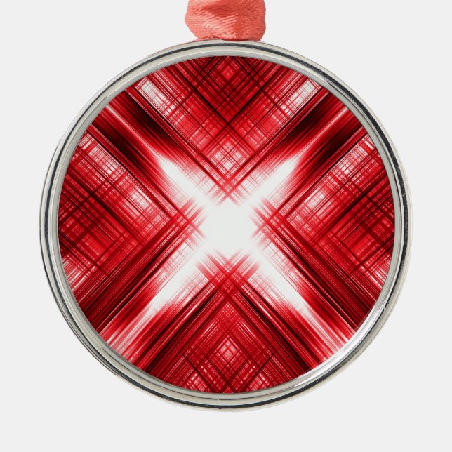 Ornement Rond Argenté Croix rouge (Devant)