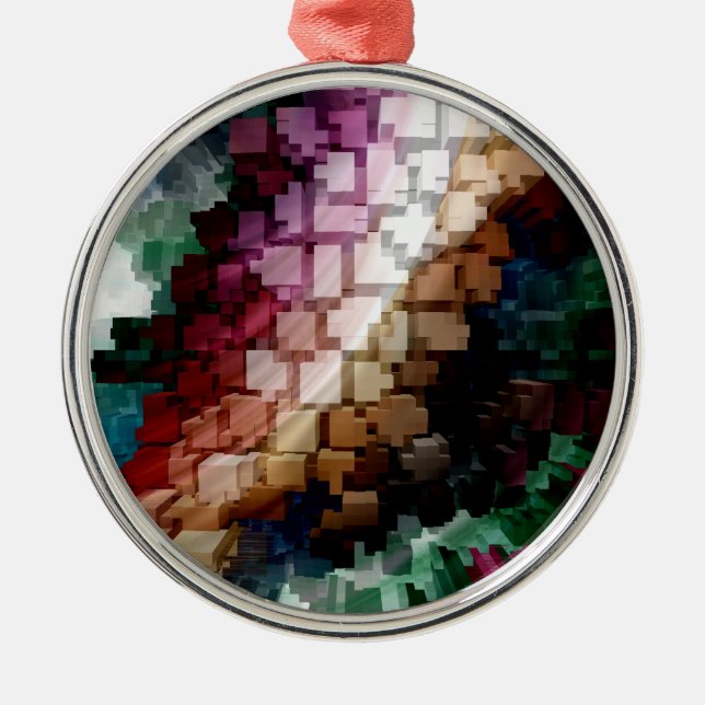 Ornement Rond Argenté Cube Centric Dark Wind (Devant)