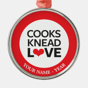 Ornement Rond Argenté Cuisiniers Knead Love