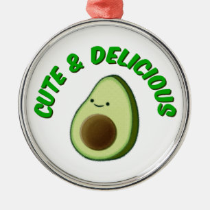 Ornement Rond Argenté Cute Et Délicieux Avocado