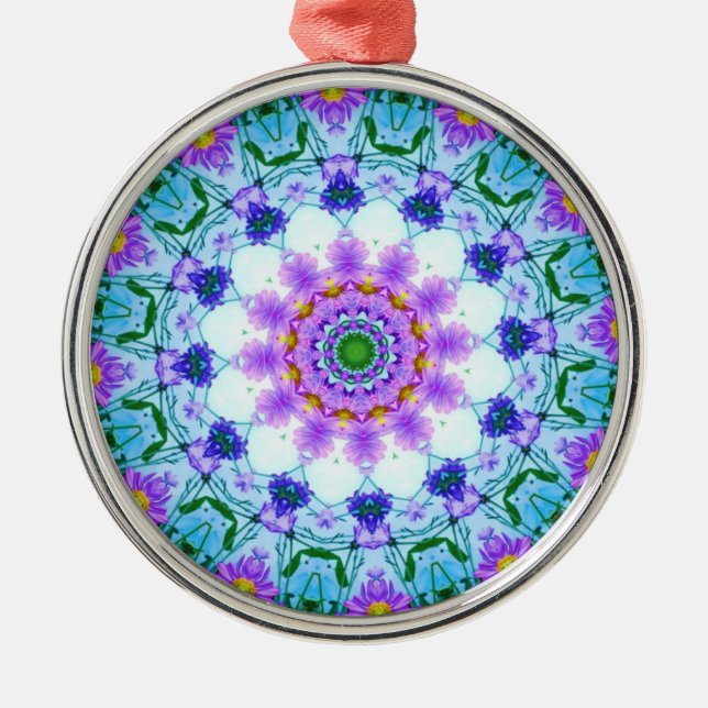 Ornement Rond Argenté Daisy Mandala (Devant)