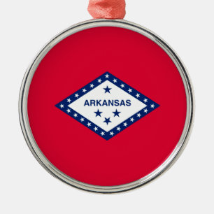 Ornement Rond Argenté Décor Design du drapeau de l'État de l'Arkansas