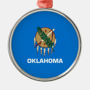 Ornement Rond Argenté Décor design du drapeau de l'État de l'Oklahoma