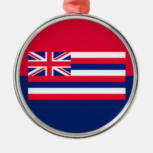 Ornement Rond Argenté Décor design du drapeau de l'État d'Hawaii