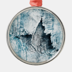 Ornement Rond Argenté denim crasseux