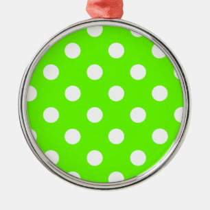 Ornement Rond Argenté Design à ongles pois vert citron pour le ressort