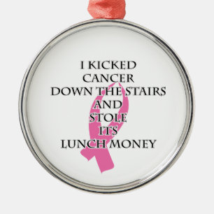 Ornement Rond Argenté Despote de cancer du sein