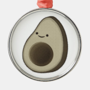 Ornement Rond Argenté Dessin Avocado de style vintage