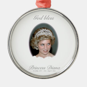 Ornement Rond Argenté Dieu Béni Princesse Diana