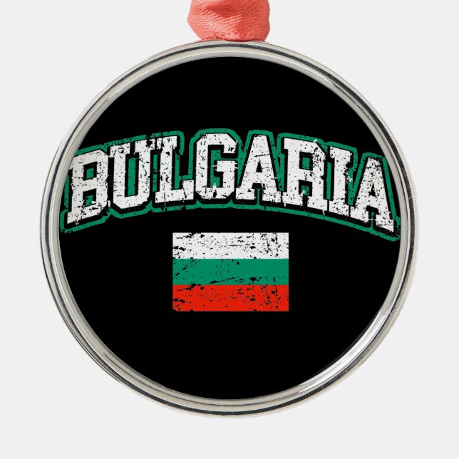 Ornement Rond Argenté Drapeau Bulgarie (Devant)