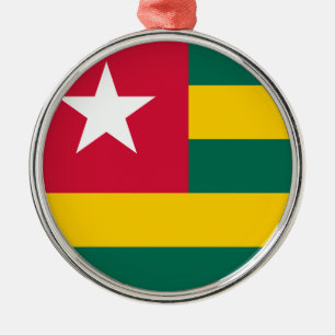 Ornement Rond Argenté Drapeau Togo