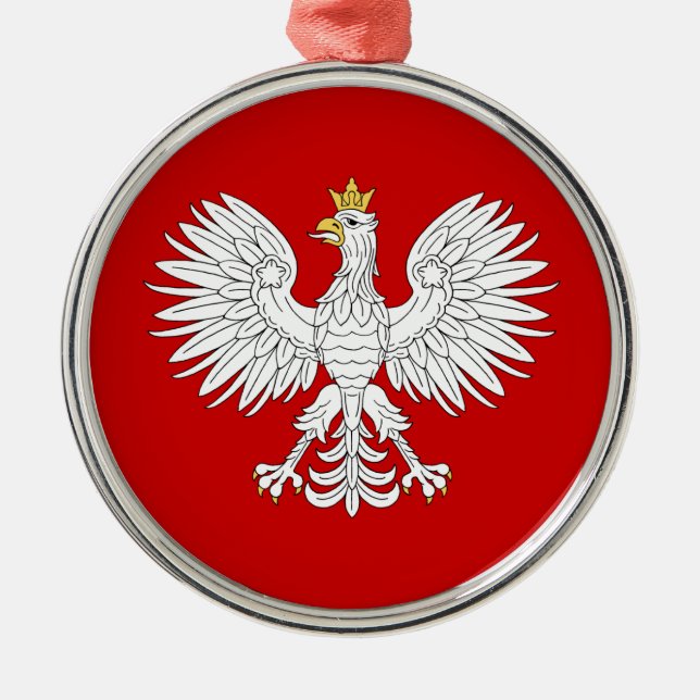 Ornement Rond Argenté Eagle polonais (Devant)