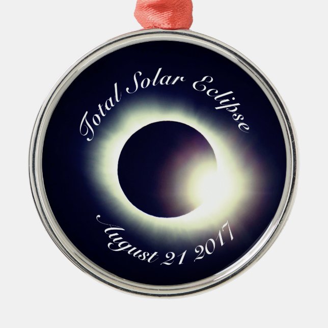 Ornement Rond Argenté Éclipse solaire totale 2017 (Devant)