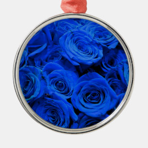 Ornement Rond Argenté Elégant bleu rose bleu fleurs bleu bleu bleu flora