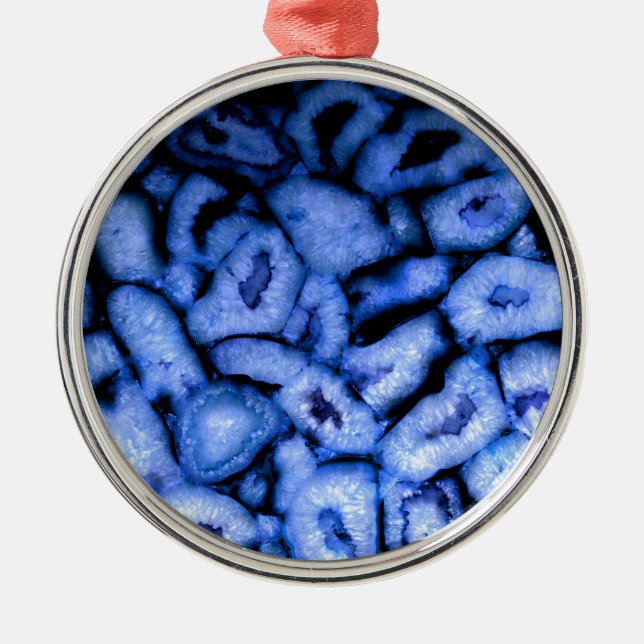 Ornement Rond Argenté Elégante bâtonnets bleus pierres précieuses quartz (Devant)