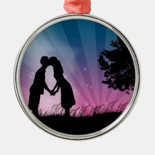 Ornement Rond Argenté Embrasse-moi