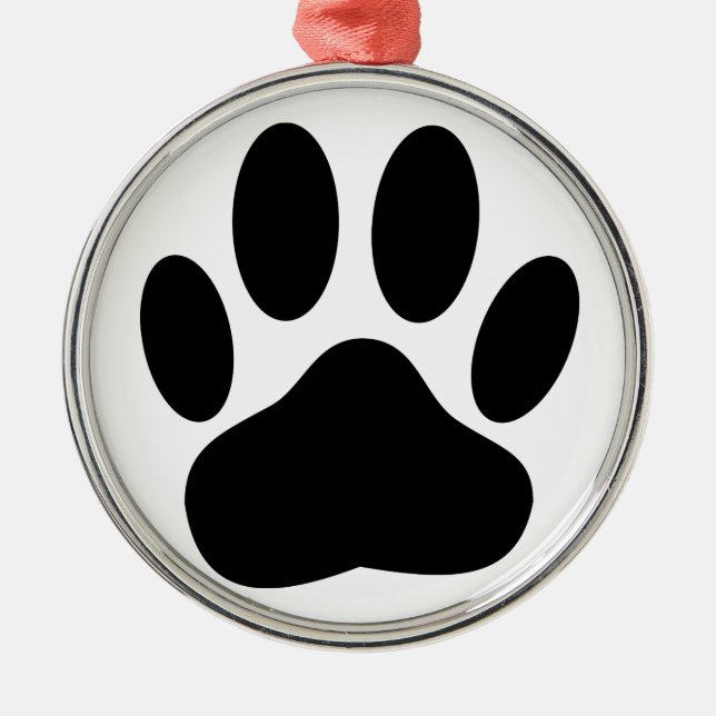Ornement Rond Argenté Empreinte de chien (Devant)