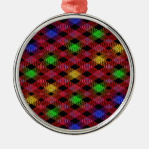 Ornement Rond Argenté en vichy vérifier le Motif multicolore