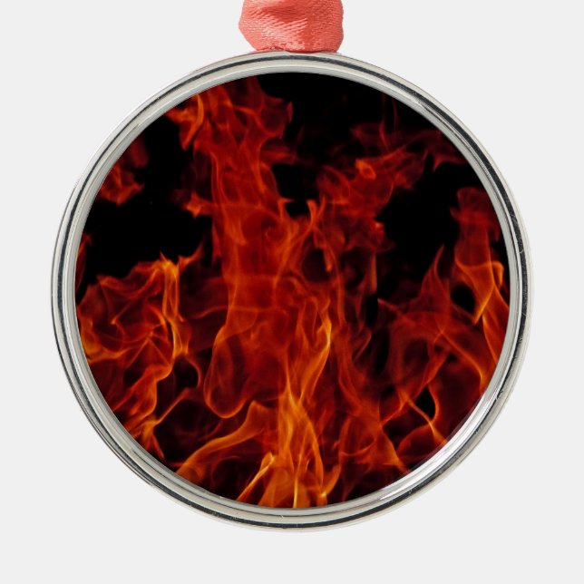 Ornement Rond Argenté Feu (Devant)