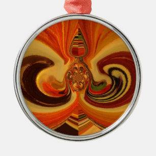 Ornement Rond Argenté Flèches Abstraites avec Teardrop Center Art Print