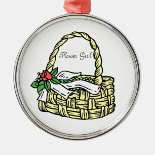 Ornement Rond Argenté Fleur de fête nuptiale Fille cadeau de Noël