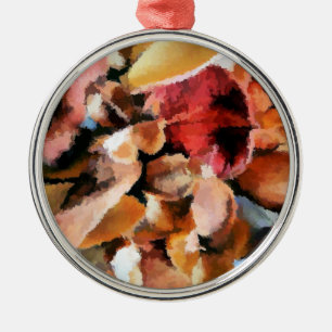 ORNEMENT ROND ARGENTÉ FLEURS