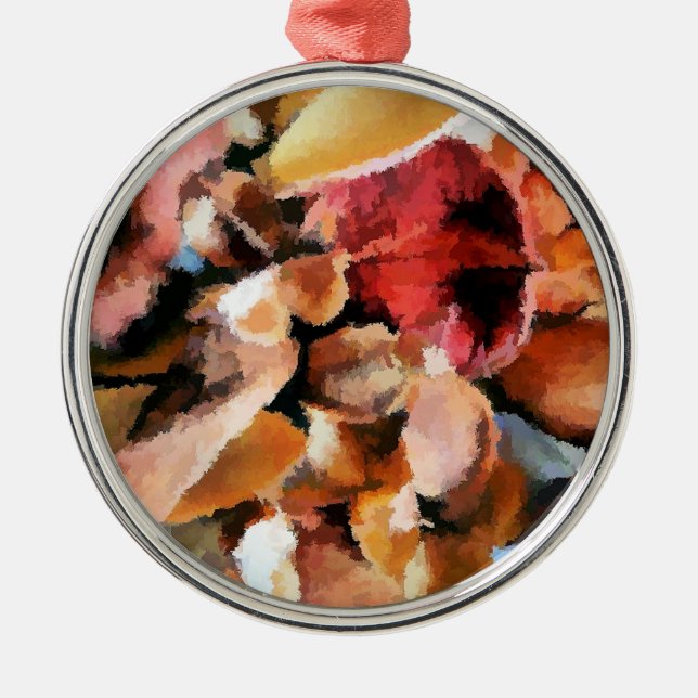 ORNEMENT ROND ARGENTÉ FLEURS (Devant)