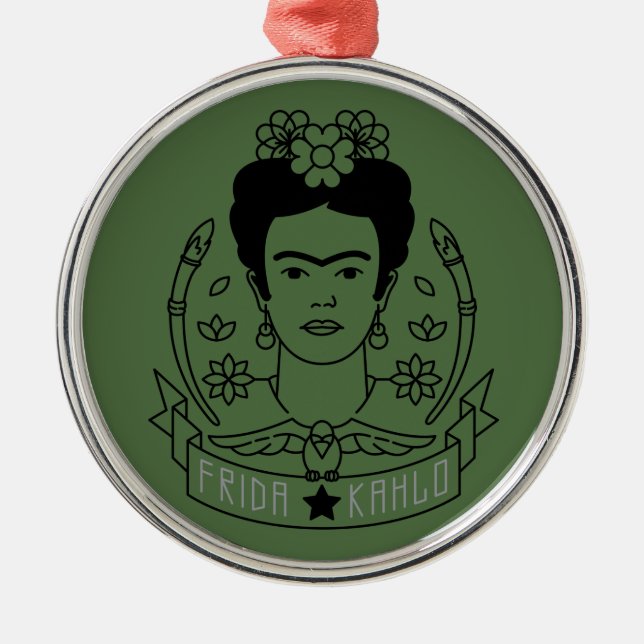 Ornement Rond Argenté Frida Kahlo | Heroína (Devant)