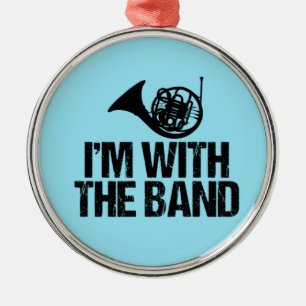 Ornement Rond Argenté Funny French Horn I'm With the Band
