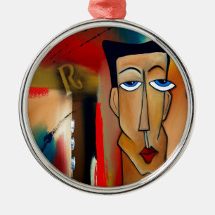 Ornement Rond Argenté fusion-art abstrait