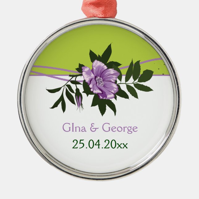 Ornement Rond Argenté Gardien vert mariage vert violet rose sauvage (Devant)