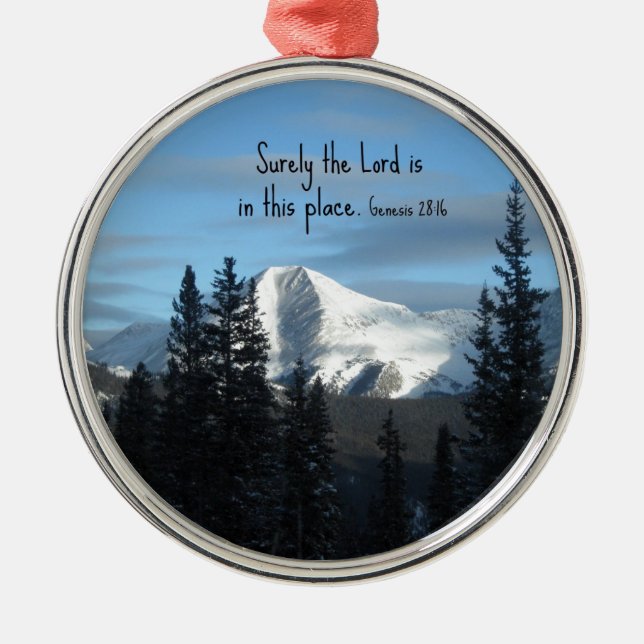 Ornement Rond Argenté Genèse 28:16 Le Seigneur est certainement dans ce  (Devant)