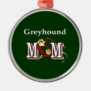 Ornement Rond Argenté Greyhound Chien Maman Cadeaux