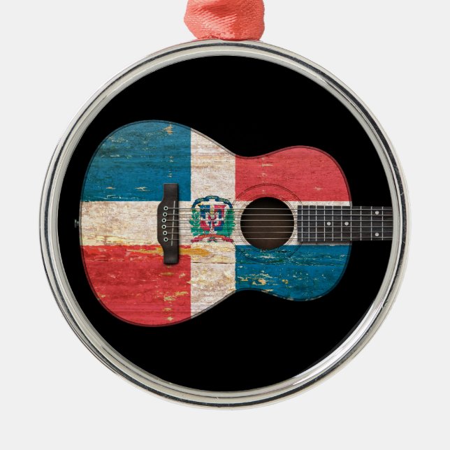 Ornement Rond Argenté Guitare acoustique de drapeau de la République (Devant)