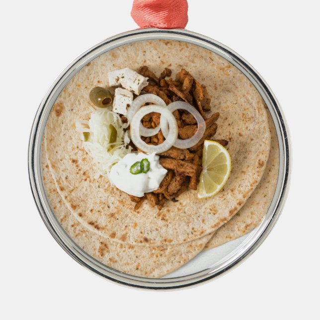 Ornement Rond Argenté Gyros pita with tzatziki coleslaw olives and feta (Devant)