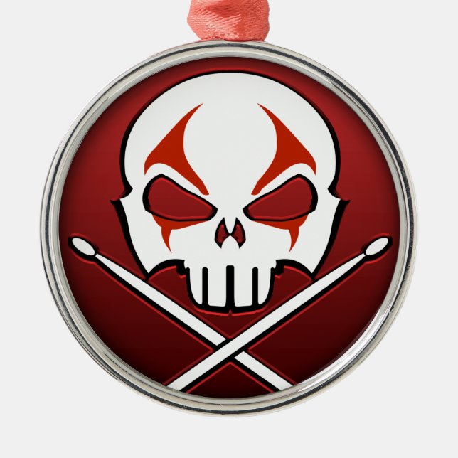 Ornement Rond Argenté Heavy Metal Ornament Rock & Roll Drummer Ornament (Devant)