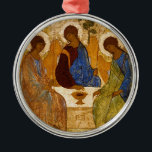Ornement Rond Argenté Holy Trinity Icon Rublev Byzantine Catholic Gift<br><div class="desc">Holy Trinity - famous icon painted by Andrei Rublev</div>