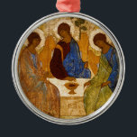 Ornement Rond Argenté Holy Trinity Icon Rublev Byzantine Catholic Gift<br><div class="desc">Holy Trinity - famous icon painted by Andrei Rublev</div>