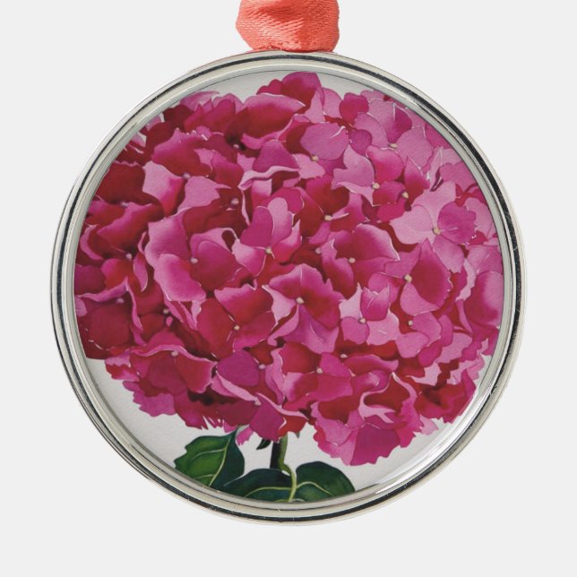 Ornement Rond Argenté Hortensia (Devant)