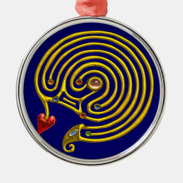 Ornement Rond Argenté HYPER LABYRINTH bleu (Devant)