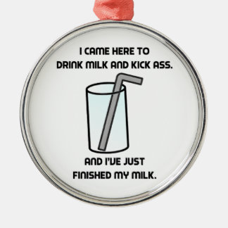 Ornement Rond Argenté IL serrent le lait de boissons