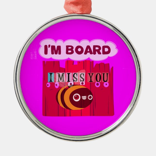 Ornement Rond Argenté Impression d'abeilles (Devant)