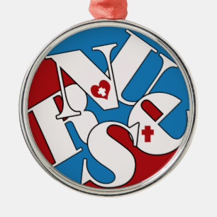 ORNEMENT ROND ARGENTÉ INFIRMIÈRE NOËL ORNAMENT JUMBLED LETTRES S'AMUSER