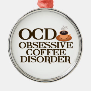 Ornement Rond Argenté Intoxiqué de café