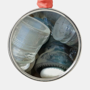 Ornement Rond Argenté Isolateurs en verre vintage et une poignée de port