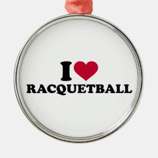Ornement Rond Argenté J'aime le Racquetball